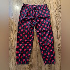 Victoria's Secret Black and Red Heart Pajama Pants, size Large